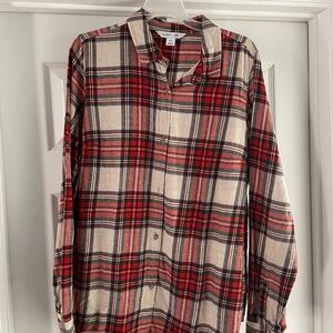 Flannel button down top